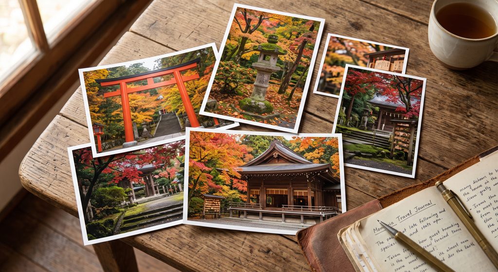 参拝した神社の写真を並べたコラージュ