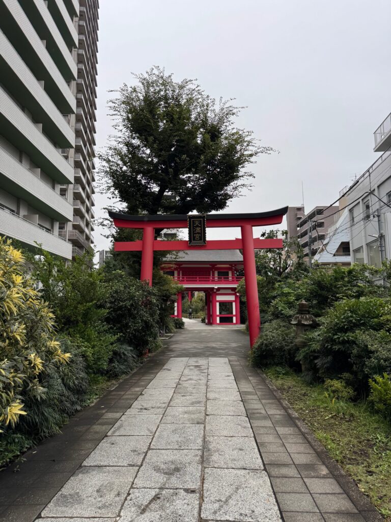 夕方1６時半頃の成子天神社の参道